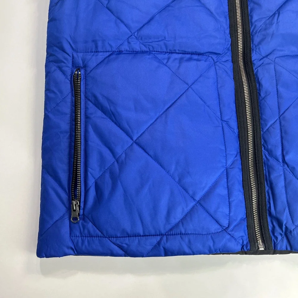 Banana Republic Reversible Quilted Puffer Performance Vest Mens M Black Blue NWT